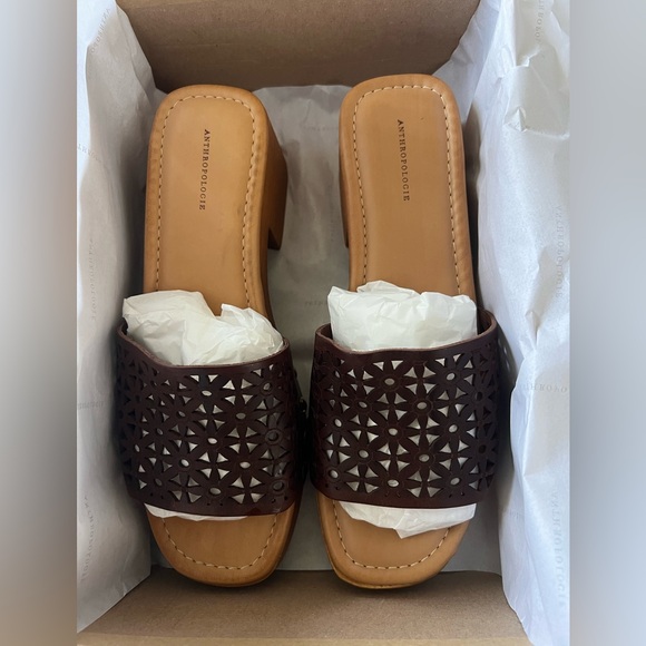 Anthropologie Cutout Wood Platform Heeled Sandals – Size 40 (Sold Out Online) - Picture 2 of 5